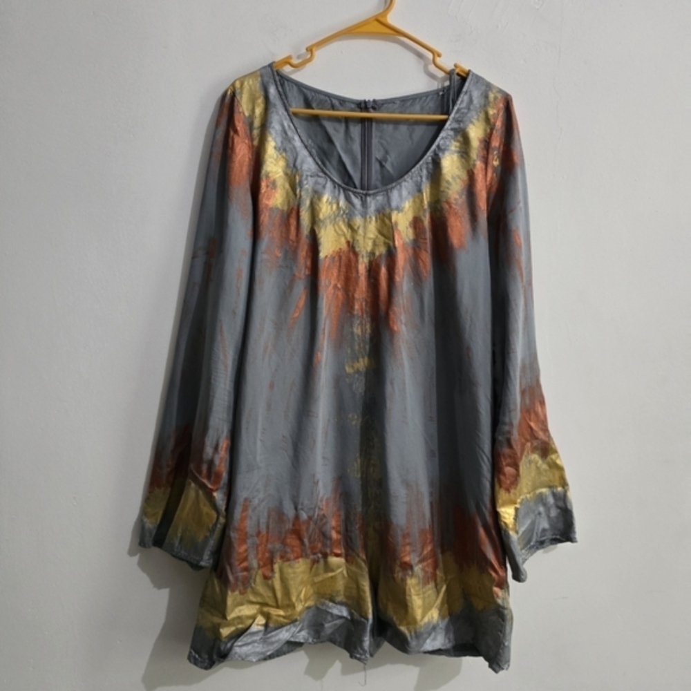 Zara Upcycled Metallic Paint Romper Oversized L XL